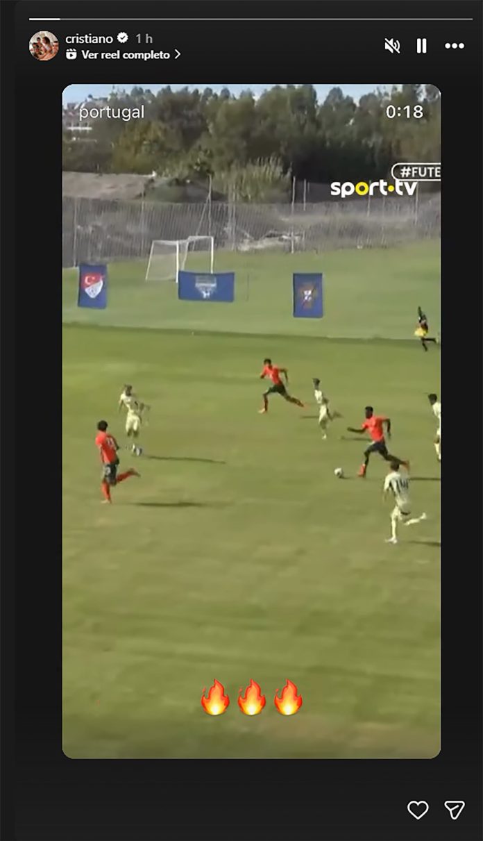 El hijo de Cristiano Ronaldo anotó su primer gol con la selección Sub 16 de Portugal: la reacción de CR7