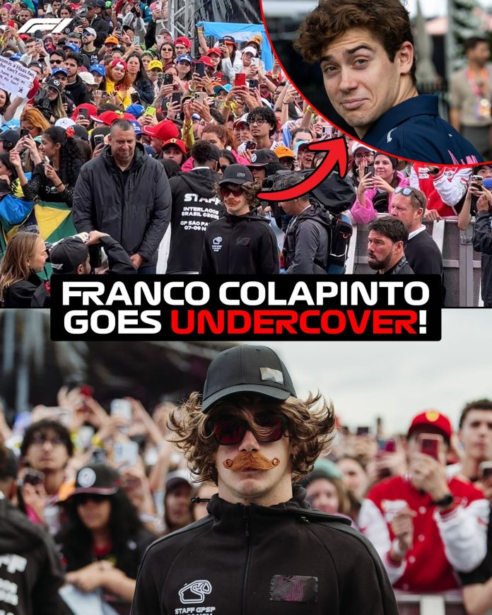 Franco Colapinto se disfrazó, se mezcló entre sus seguidores y sorprendió a todos en el escenario del fan zone del GP de Brasil
