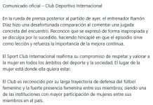 La frase de Ramón Díaz que generó polémica en Brasil y provocó la reacción de la capitana del equipo femenino del Inter