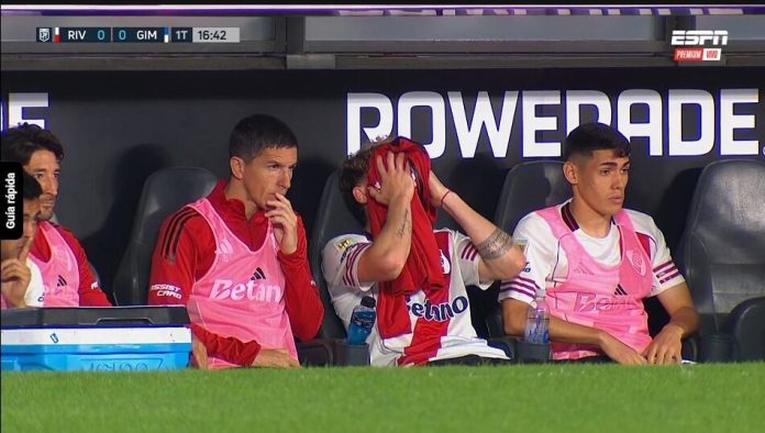 Preocupación en River Plate por la lesión de Facundo Colidio de cara al Superclásico: su desconsolado llanto