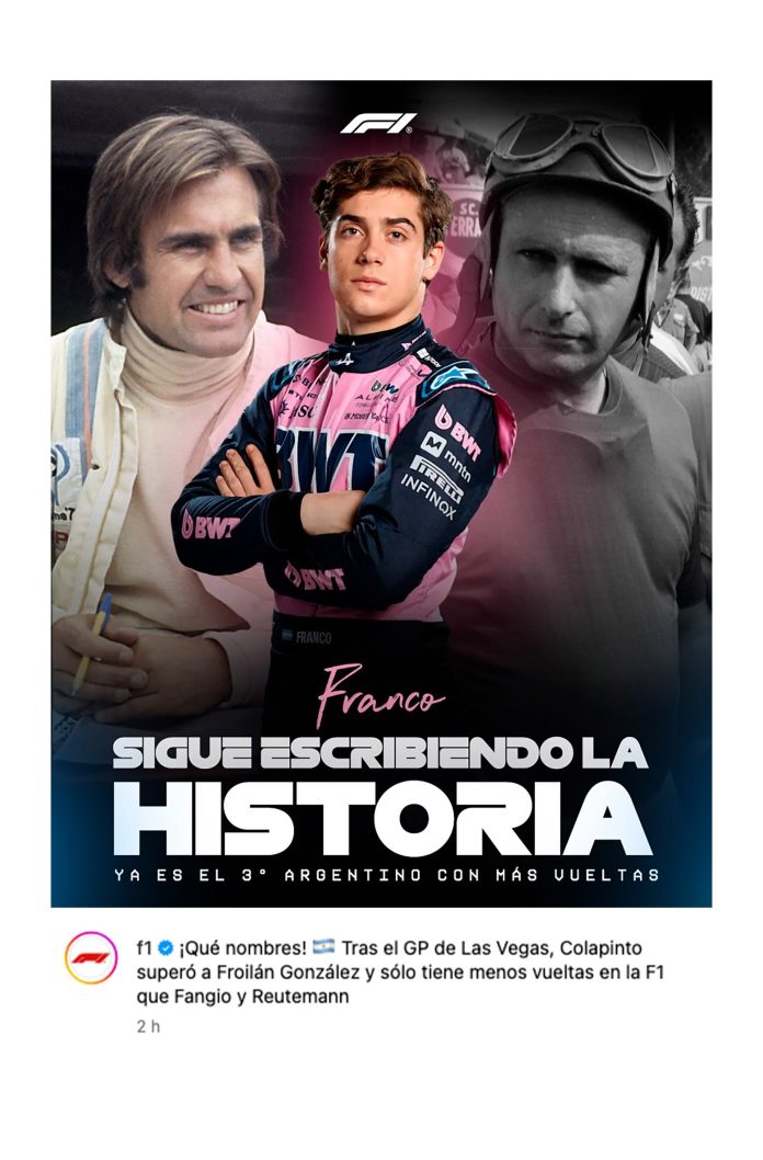 “Sigue escribiendo la historia”: el logro de Colapinto que destacó la Fórmula 1
