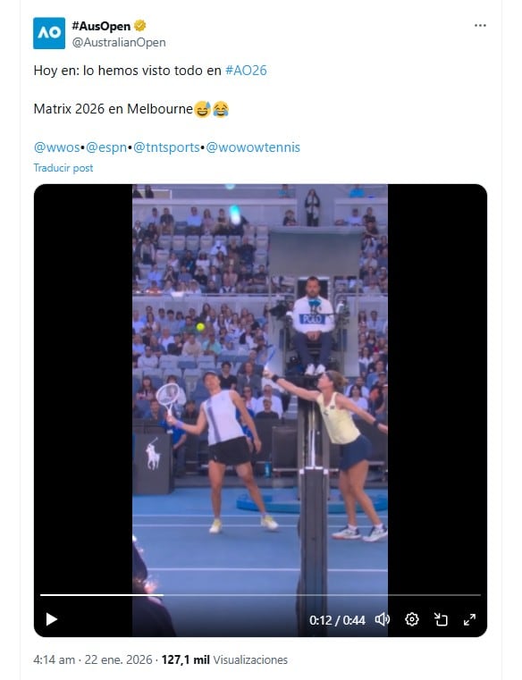 El extraño punto al estilo “Matrix” que protagonizó la número 2 del mundo y se robó todas las miradas en el Australian Open