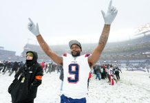 Las impactantes fotos del triunfo de los Patriots bajo una histórica nevada en Denver: enfrentarán a los Seahawks en el Super Bowl de la NFL