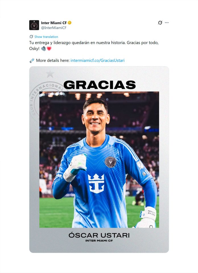 El Inter Miami de Messi confirmó la salida de uno de sus referentes: “Tu entrega y liderazgo quedarán en nuestra historia”