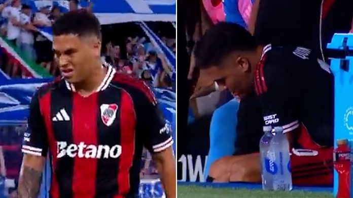 La lesión de Juanfer Quintero que preocupó a River Plate ante Vélez: el gesto que hizo al salir durante el primer tiempo