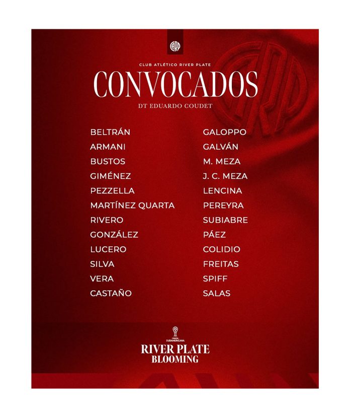 River Plate buscará asegurarse el primer puesto de su grupo en la Copa Sudamericana ante Blooming: hora, TV y formaciones