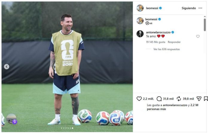 El álbum de fotos de la práctica de la Selección que publicó Messi y el comentario de Antonela Roccuzzo que causó furor