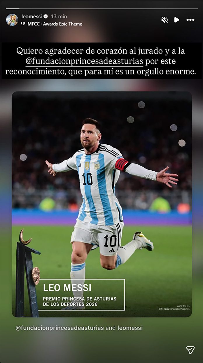 El mensaje de Lionel Messi tras recibir el Premio Princesa de Asturias de los Deportes