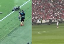 Susto durante el amistoso Hungría-Kazajistán: una cámara aérea cayó desde más de 20 metros de altura cerca de los jugadores