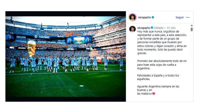 “Prometo dar todo para traer esta Copa de vuelta a Argentina”: el juramento de Nico Paz tras perder la final del Mundial