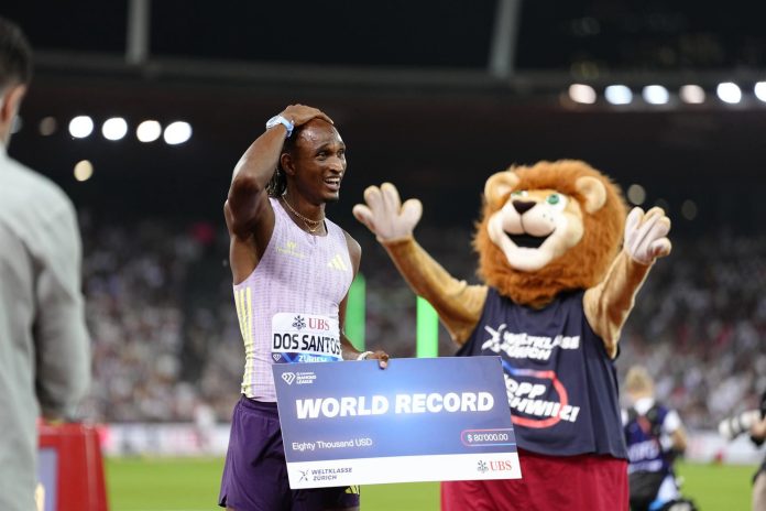 El brasileño Alison dos Santos hizo historia en el atletismo: rompió el récord mundial de 400m con vallas en la Diamond League