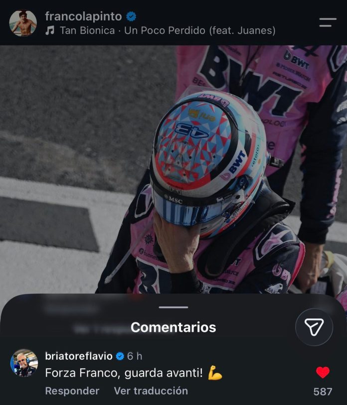 El contundente gesto de respaldo de Briatore a Colapinto tras su frustración en el GP de Italia de F1
